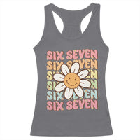 Six Seven Flower Power Racerback Tank Top Viral 67 Meme with Retro Daisy - Wonder Print Shop