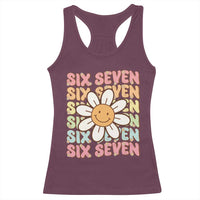 Six Seven Flower Power Racerback Tank Top Viral 67 Meme with Retro Daisy - Wonder Print Shop