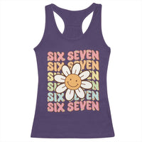 Six Seven Flower Power Racerback Tank Top Viral 67 Meme with Retro Daisy - Wonder Print Shop