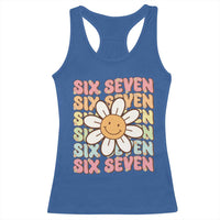 Six Seven Flower Power Racerback Tank Top Viral 67 Meme with Retro Daisy - Wonder Print Shop