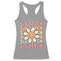 Six Seven Flower Power Racerback Tank Top Viral 67 Meme with Retro Daisy - Wonder Print Shop
