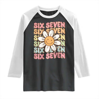 Six Seven Flower Power Raglan Shirt Viral 67 Meme with Retro Daisy - Wonder Print Shop