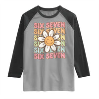 Six Seven Flower Power Raglan Shirt Viral 67 Meme with Retro Daisy - Wonder Print Shop