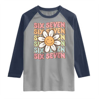 Six Seven Flower Power Raglan Shirt Viral 67 Meme with Retro Daisy - Wonder Print Shop