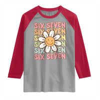 Six Seven Flower Power Raglan Shirt Viral 67 Meme with Retro Daisy - Wonder Print Shop