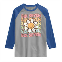 Six Seven Flower Power Raglan Shirt Viral 67 Meme with Retro Daisy - Wonder Print Shop