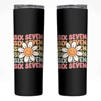 Six Seven Flower Power Skinny Tumbler Viral 67 Meme with Retro Daisy - Wonder Print Shop