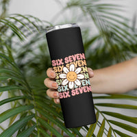 Six Seven Flower Power Skinny Tumbler Viral 67 Meme with Retro Daisy - Wonder Print Shop