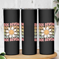 Six Seven Flower Power Skinny Tumbler Viral 67 Meme with Retro Daisy - Wonder Print Shop