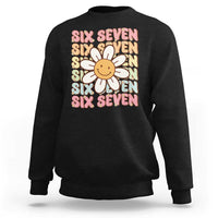 Six Seven Flower Power Sweatshirt Viral 67 Meme with Retro Daisy - Wonder Print Shop