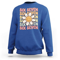Six Seven Flower Power Sweatshirt Viral 67 Meme with Retro Daisy - Wonder Print Shop
