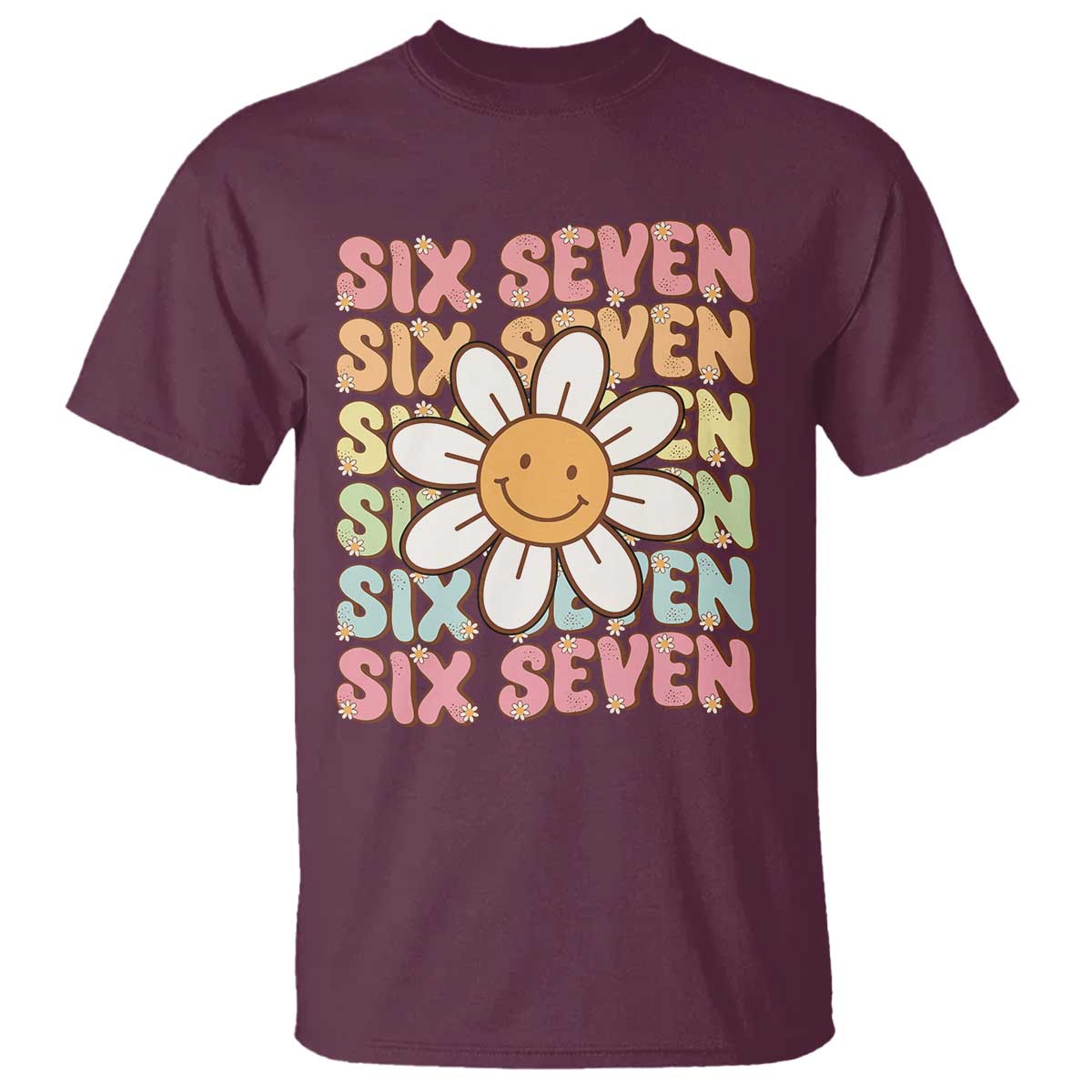 Six Seven Flower Power T Shirt Viral 67 Meme with Retro Daisy - Wonder Print Shop