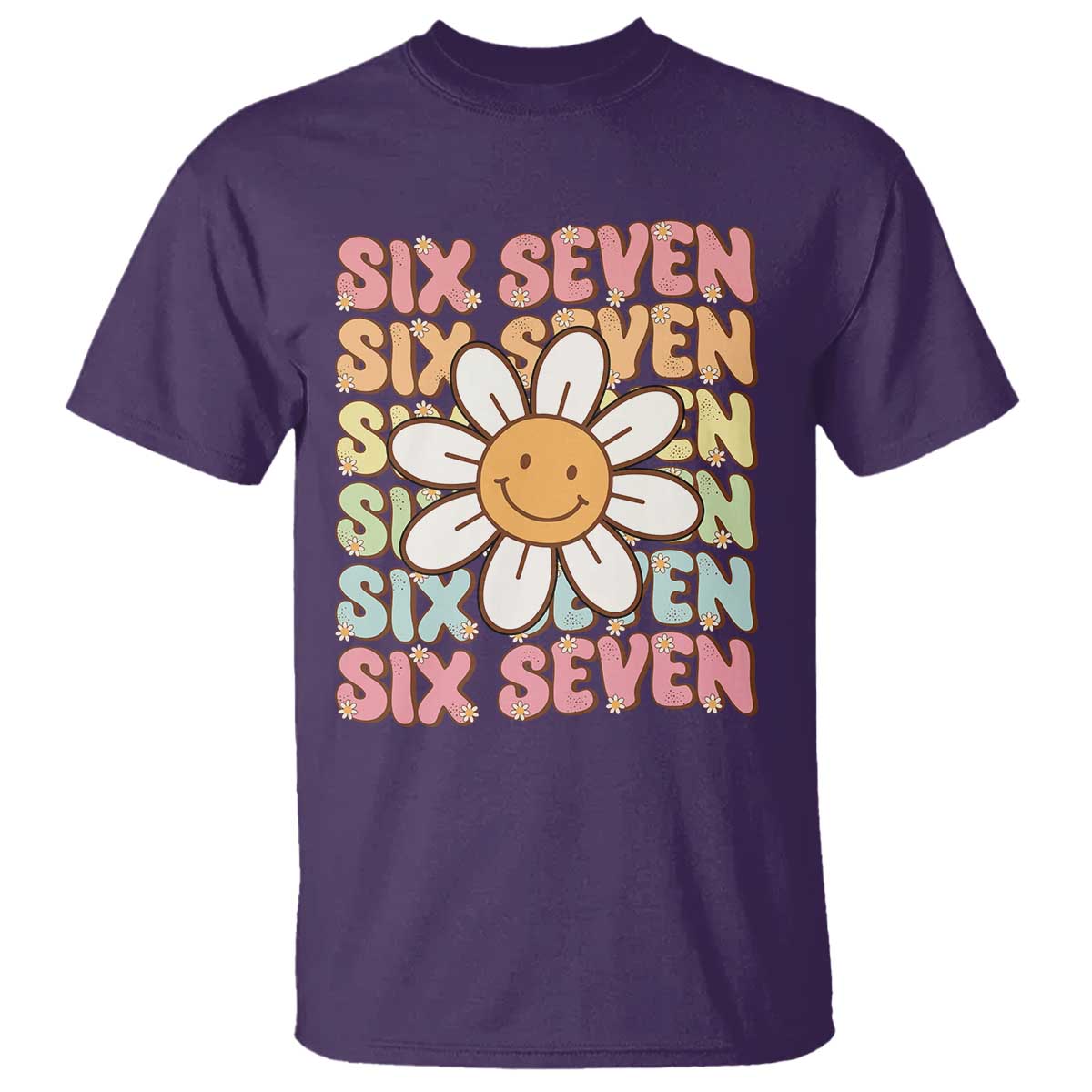 Six Seven Flower Power T Shirt Viral 67 Meme with Retro Daisy - Wonder Print Shop