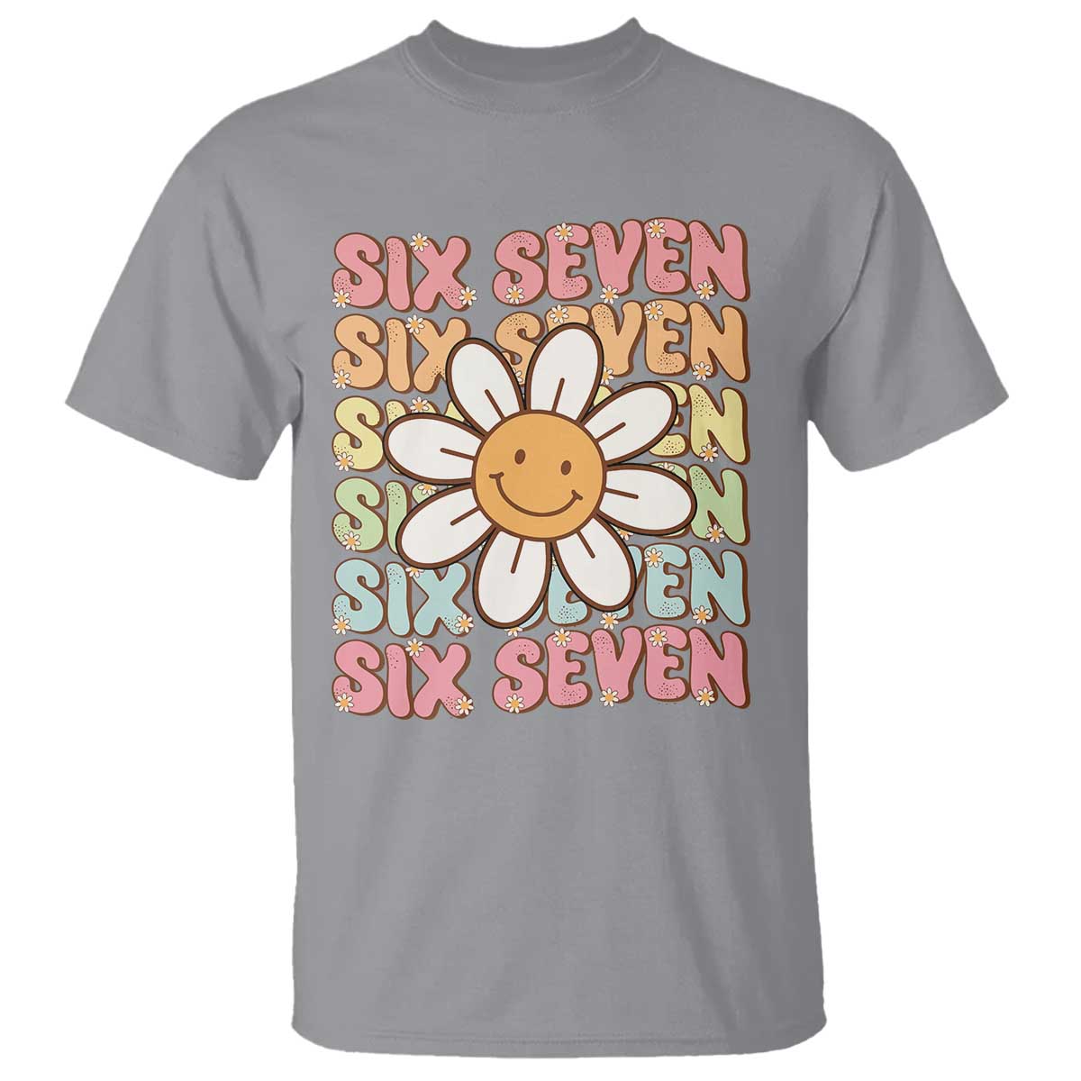 Six Seven Flower Power T Shirt Viral 67 Meme with Retro Daisy - Wonder Print Shop