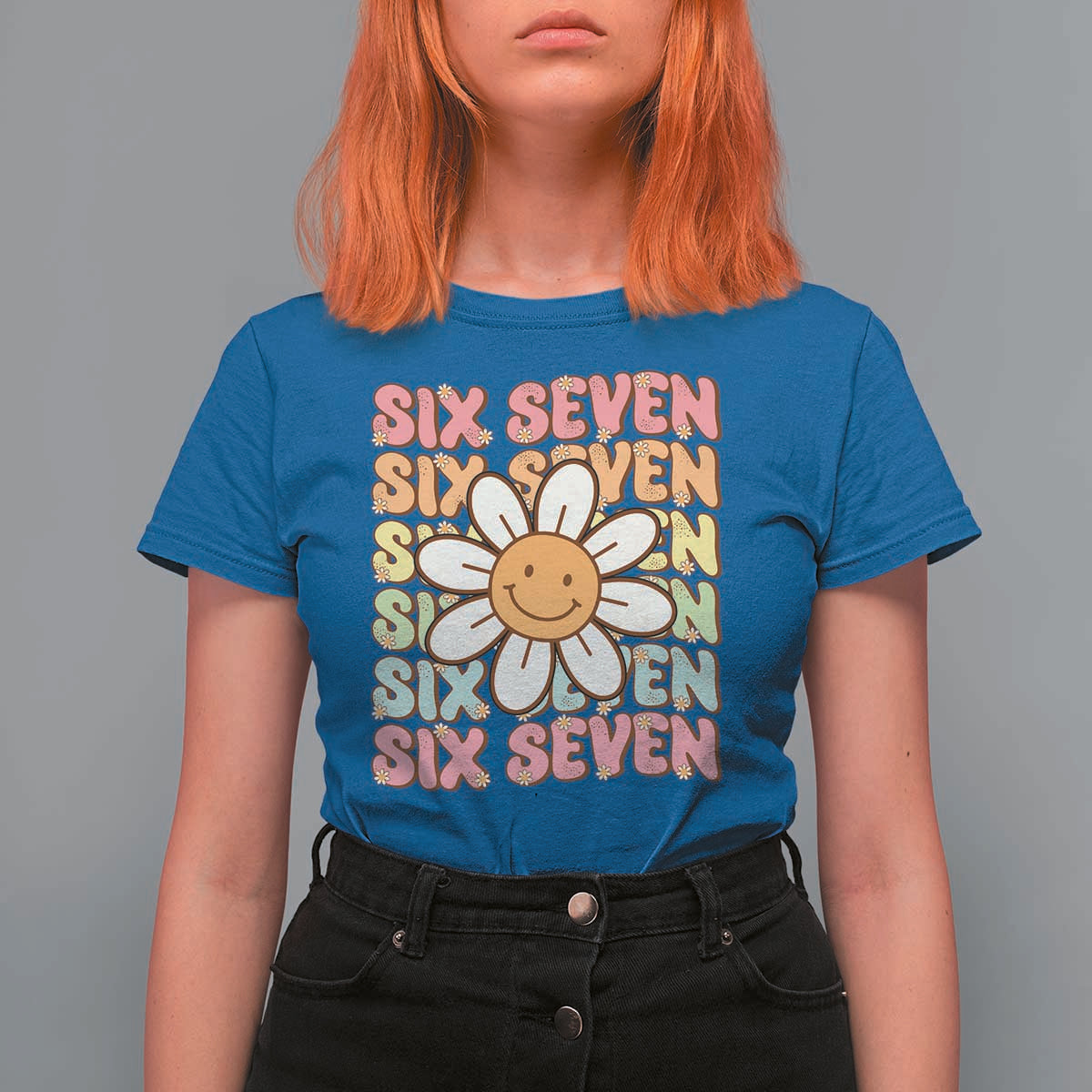 Six Seven Flower Power T Shirt For Women Viral 67 Meme with Retro Daisy - Wonder Print Shop