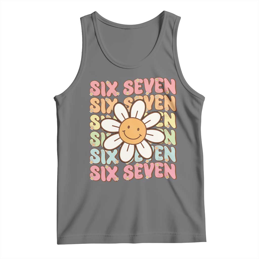Six Seven Flower Power Tank Top Viral 67 Meme with Retro Daisy - Wonder Print Shop