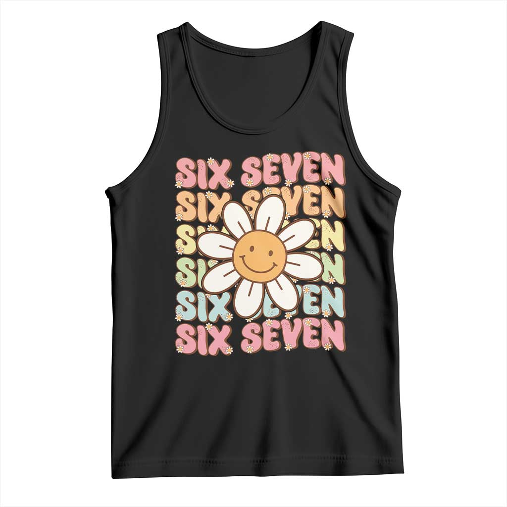 Six Seven Flower Power Tank Top Viral 67 Meme with Retro Daisy - Wonder Print Shop