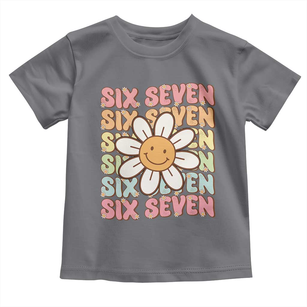 Six Seven Flower Power Toddler T Shirt Viral 67 Meme with Retro Daisy - Wonder Print Shop