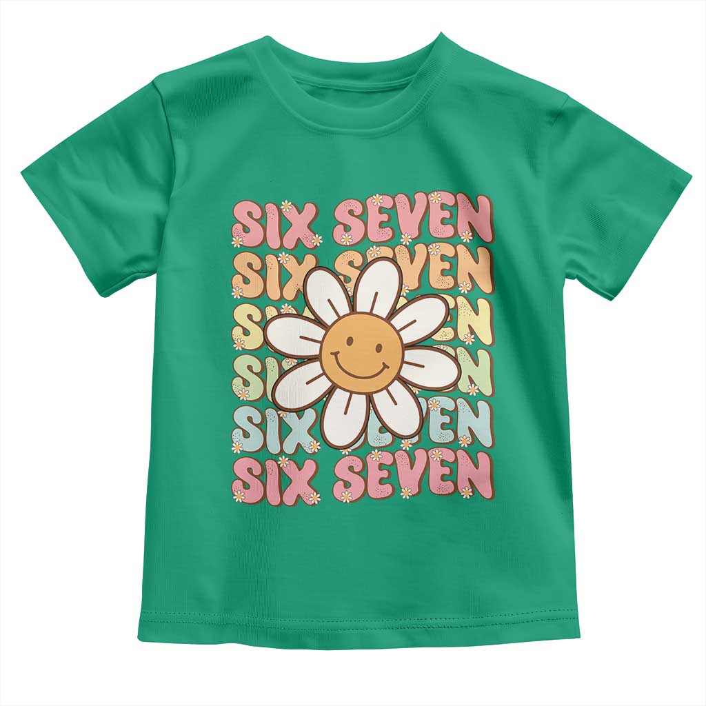 Six Seven Flower Power Toddler T Shirt Viral 67 Meme with Retro Daisy - Wonder Print Shop