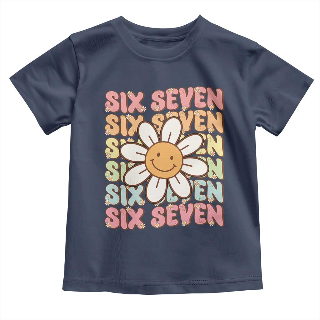 Six Seven Flower Power Toddler T Shirt Viral 67 Meme with Retro Daisy - Wonder Print Shop