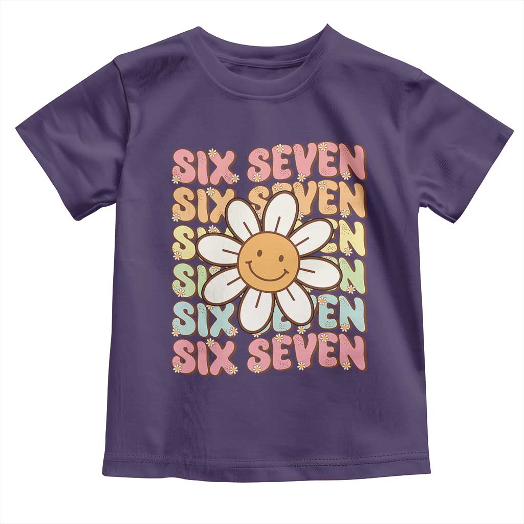Six Seven Flower Power Toddler T Shirt Viral 67 Meme with Retro Daisy - Wonder Print Shop