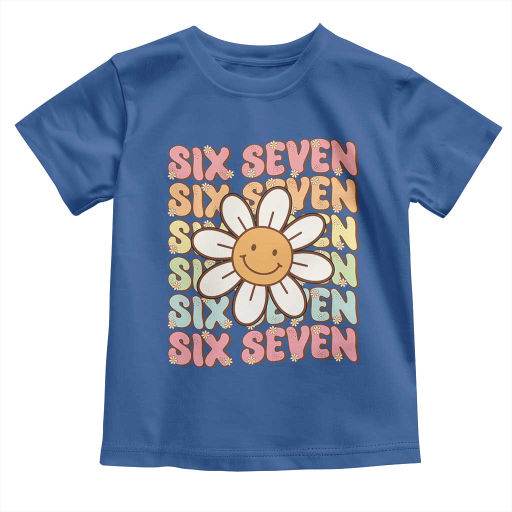 Six Seven Flower Power Toddler T Shirt Viral 67 Meme with Retro Daisy - Wonder Print Shop