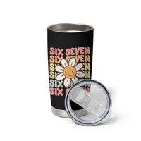 Six Seven Flower Power Tumbler Cup Viral 67 Meme with Retro Daisy - Wonder Print Shop