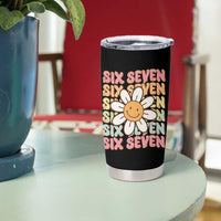 Six Seven Flower Power Tumbler Cup Viral 67 Meme with Retro Daisy - Wonder Print Shop