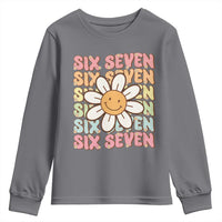 Six Seven Flower Power Youth Sweatshirt Viral 67 Meme with Retro Daisy - Wonder Print Shop