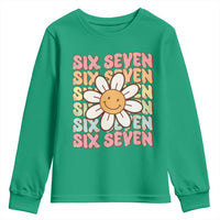 Six Seven Flower Power Youth Sweatshirt Viral 67 Meme with Retro Daisy - Wonder Print Shop