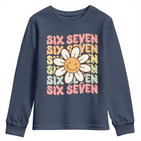 Six Seven Flower Power Youth Sweatshirt Viral 67 Meme with Retro Daisy - Wonder Print Shop