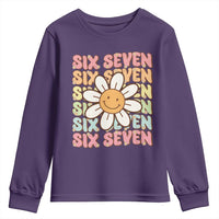 Six Seven Flower Power Youth Sweatshirt Viral 67 Meme with Retro Daisy - Wonder Print Shop