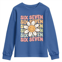 Six Seven Flower Power Youth Sweatshirt Viral 67 Meme with Retro Daisy - Wonder Print Shop