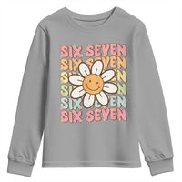 Six Seven Flower Power Youth Sweatshirt Viral 67 Meme with Retro Daisy - Wonder Print Shop