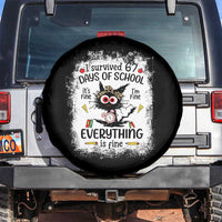 I Survived 67 Days of School Spare Tire Cover Funny Teacher Black Cat Chaos Everything Is Fine - Wonder Print Shop