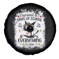 I Survived 67 Days of School Spare Tire Cover Funny Teacher Black Cat Chaos Everything Is Fine - Wonder Print Shop