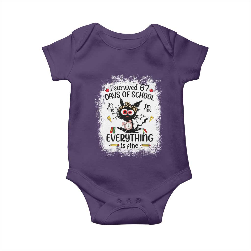 I Survived 67 Days of School Baby Onesie Funny Teacher Black Cat Chaos Everything Is Fine - Wonder Print Shop