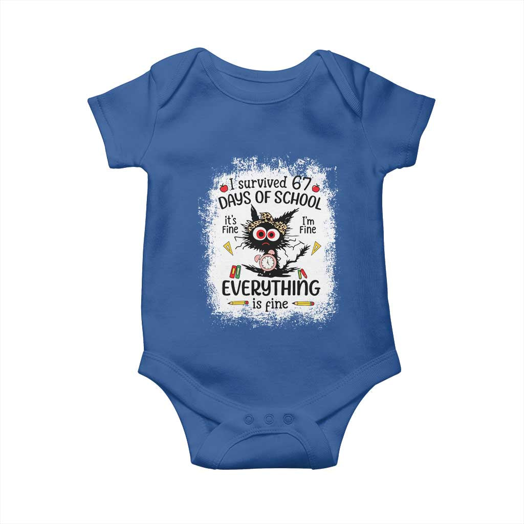I Survived 67 Days of School Baby Onesie Funny Teacher Black Cat Chaos Everything Is Fine - Wonder Print Shop