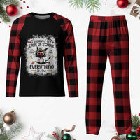 I Survived 67 Days of School Plaid Pajama Set Funny Teacher Black Cat Chaos Everything Is Fine - Wonder Print Shop