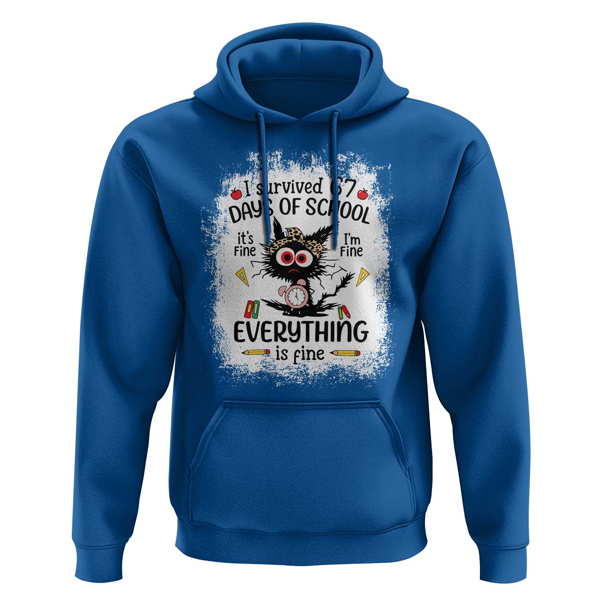 I Survived 67 Days of School Hoodie Funny Teacher Black Cat Chaos Everything Is Fine - Wonder Print Shop