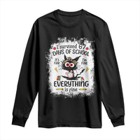 I Survived 67 Days of School Long Sleeve Shirt Funny Teacher Black Cat Chaos Everything Is Fine - Wonder Print Shop