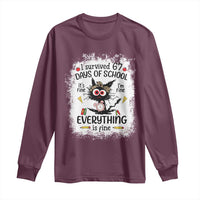 I Survived 67 Days of School Long Sleeve Shirt Funny Teacher Black Cat Chaos Everything Is Fine - Wonder Print Shop