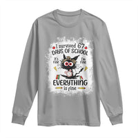 I Survived 67 Days of School Long Sleeve Shirt Funny Teacher Black Cat Chaos Everything Is Fine - Wonder Print Shop