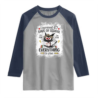 I Survived 67 Days of School Raglan Shirt Funny Teacher Black Cat Chaos Everything Is Fine - Wonder Print Shop