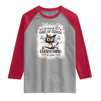I Survived 67 Days of School Raglan Shirt Funny Teacher Black Cat Chaos Everything Is Fine - Wonder Print Shop