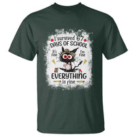 I Survived 67 Days of School T Shirt Funny Teacher Black Cat Chaos Everything Is Fine - Wonder Print Shop