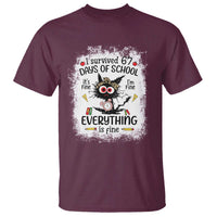 I Survived 67 Days of School T Shirt Funny Teacher Black Cat Chaos Everything Is Fine - Wonder Print Shop