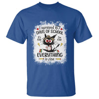 I Survived 67 Days of School T Shirt Funny Teacher Black Cat Chaos Everything Is Fine - Wonder Print Shop