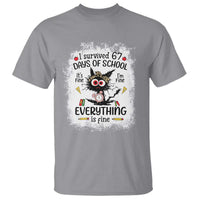 I Survived 67 Days of School T Shirt Funny Teacher Black Cat Chaos Everything Is Fine - Wonder Print Shop