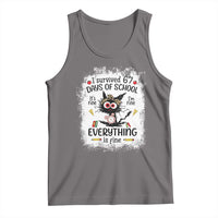 I Survived 67 Days of School Tank Top Funny Teacher Black Cat Chaos Everything Is Fine - Wonder Print Shop